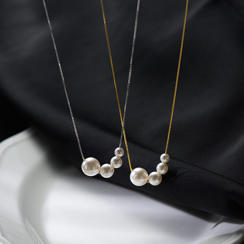 Dainty Irregular Pearl Bead Chain Necklace | XL9015