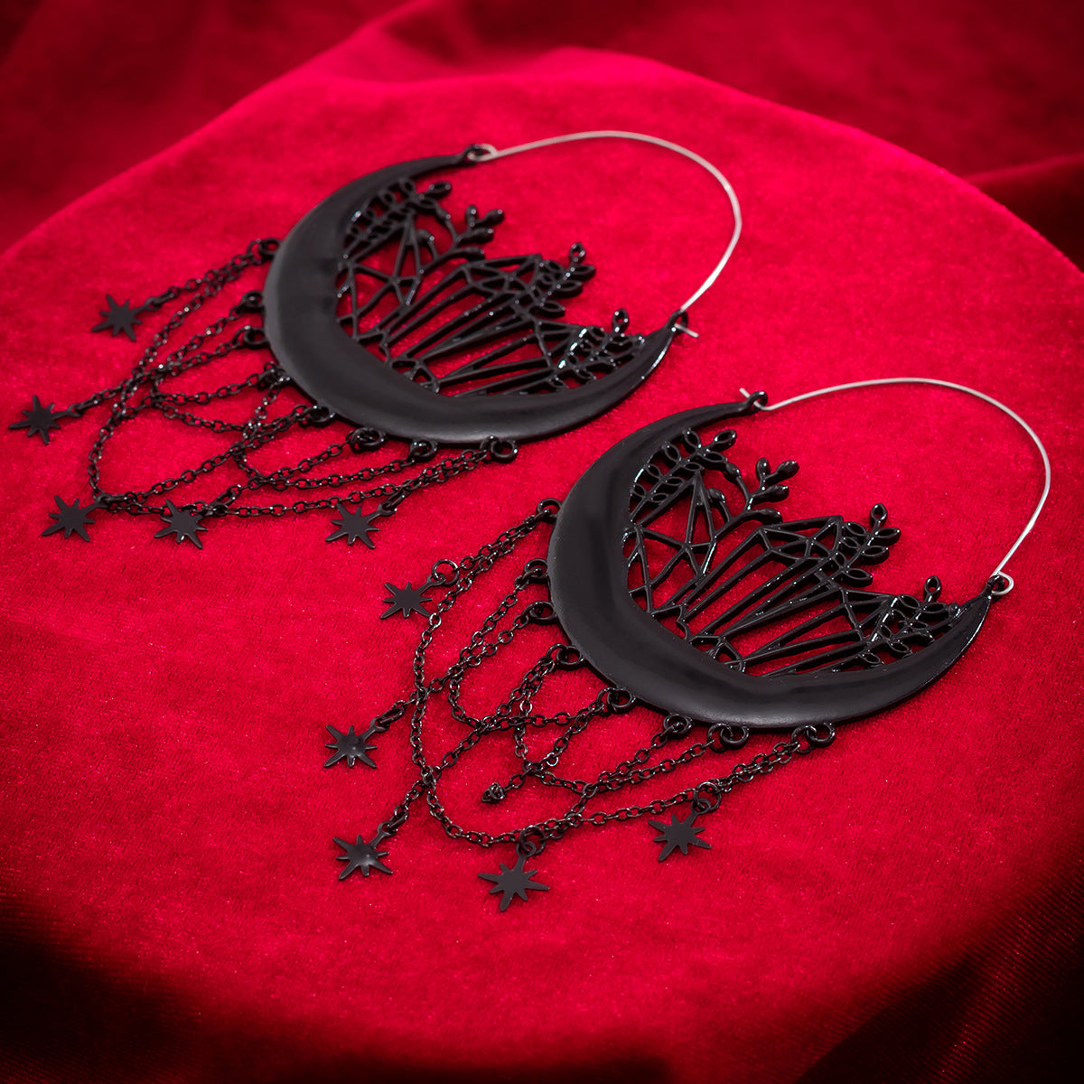 Goth Halloween Black Magic Vampire Drop Earrings