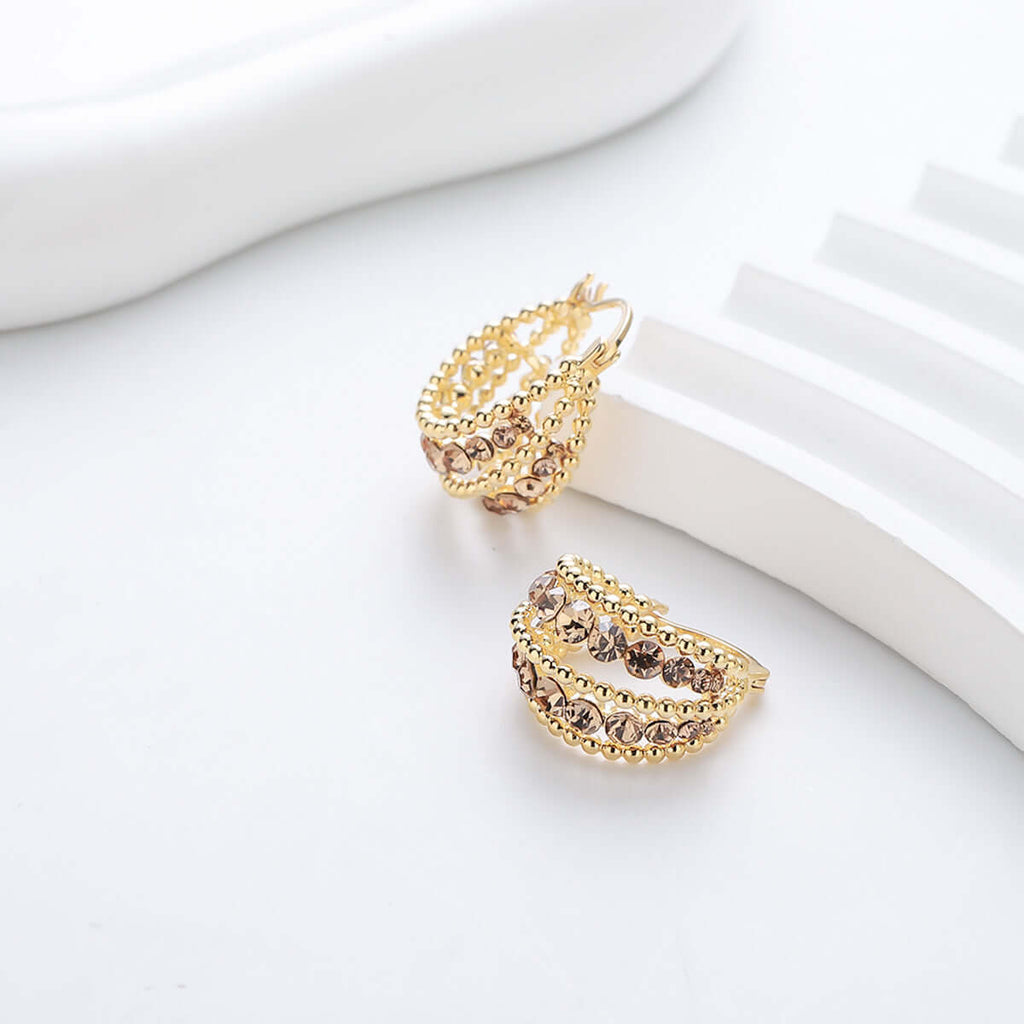 Hollow Basket French Hoop Earrings