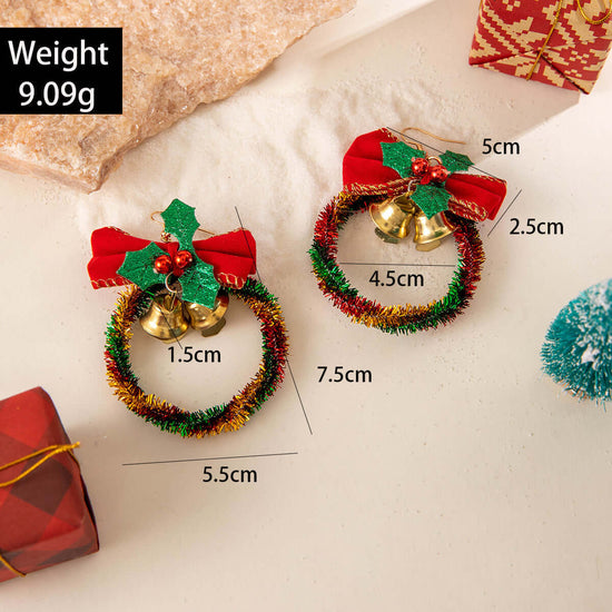Christmas Jingle Bell Wealth Tinsel Hoop Earrings