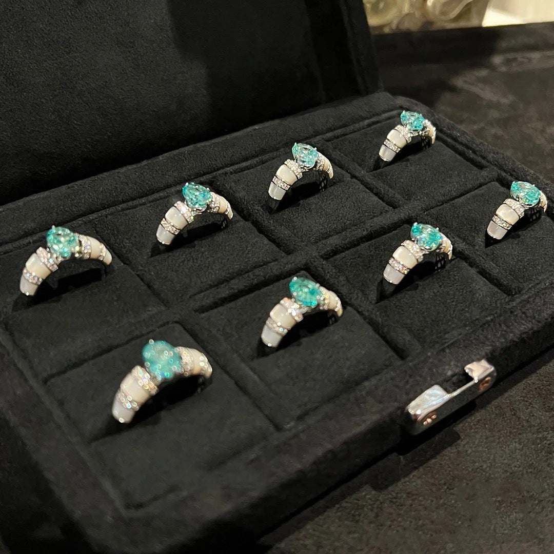 Paraiba-Inspired Blue Green Crystal Vintage Halo Ring