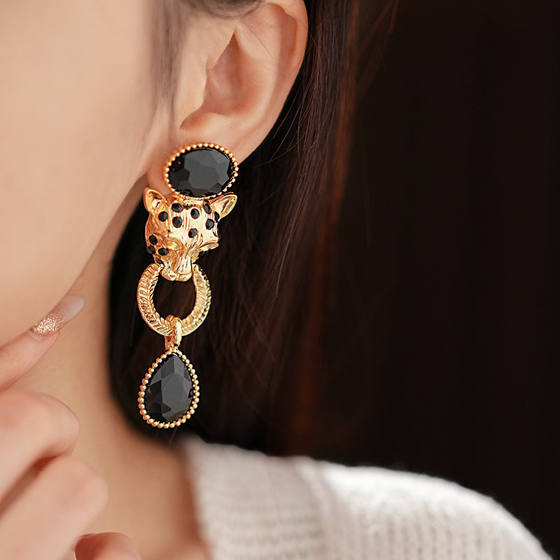 Mystery Black Gold Leopard Earrings