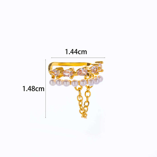 Ribbon Bow Heart Dangle Non-Pierced Ear Cuff Fake Earrings