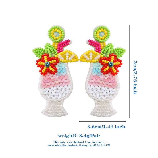 Summer Beach Palm Tree Fruits Earrings