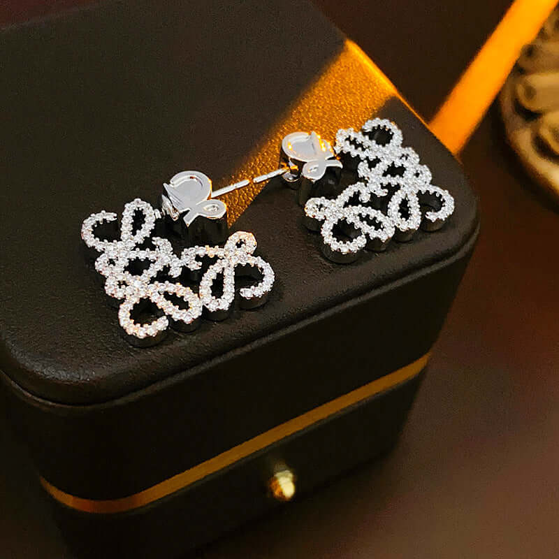 French Square Hollow Letter Large Earrings