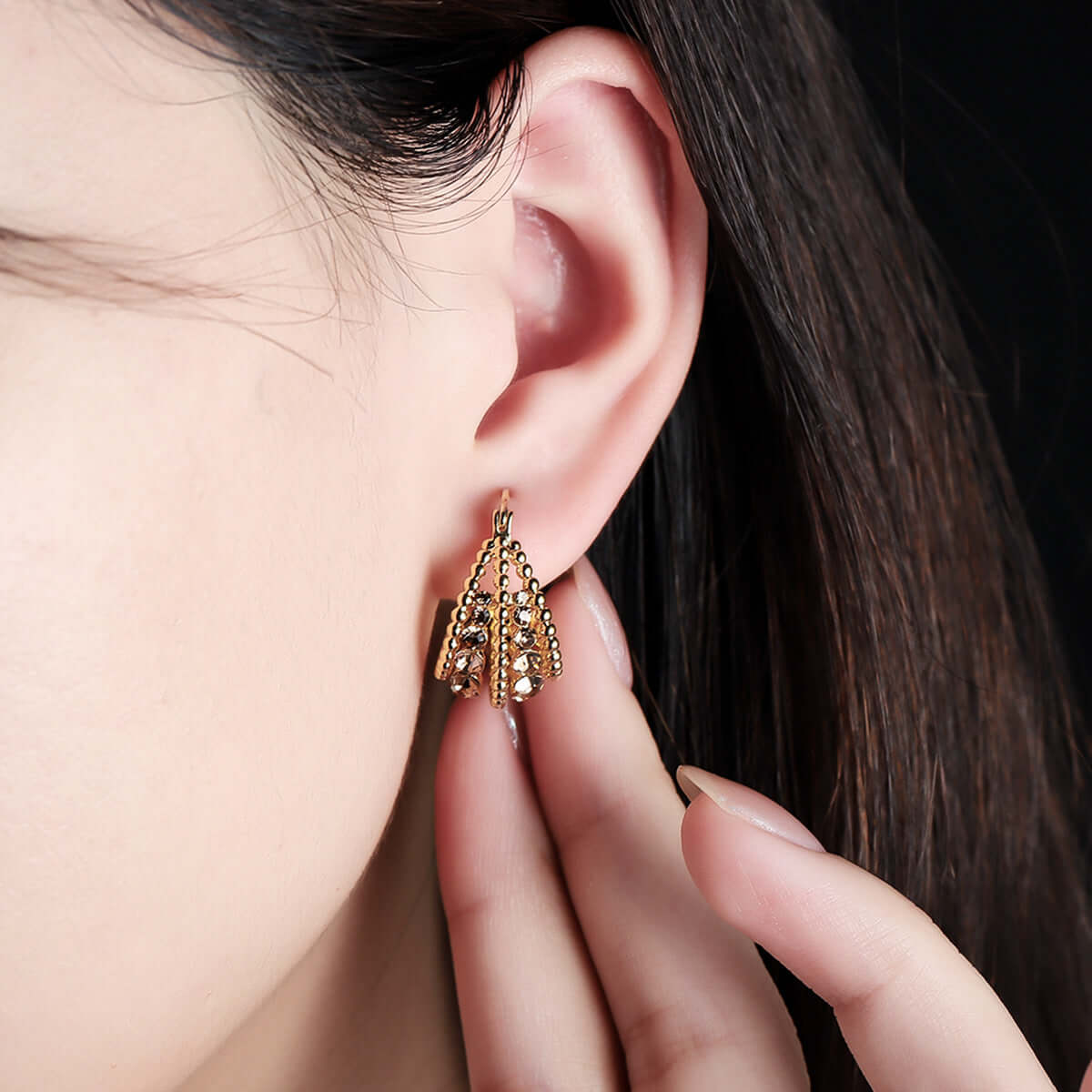 Hollow Basket French Hoop Earrings