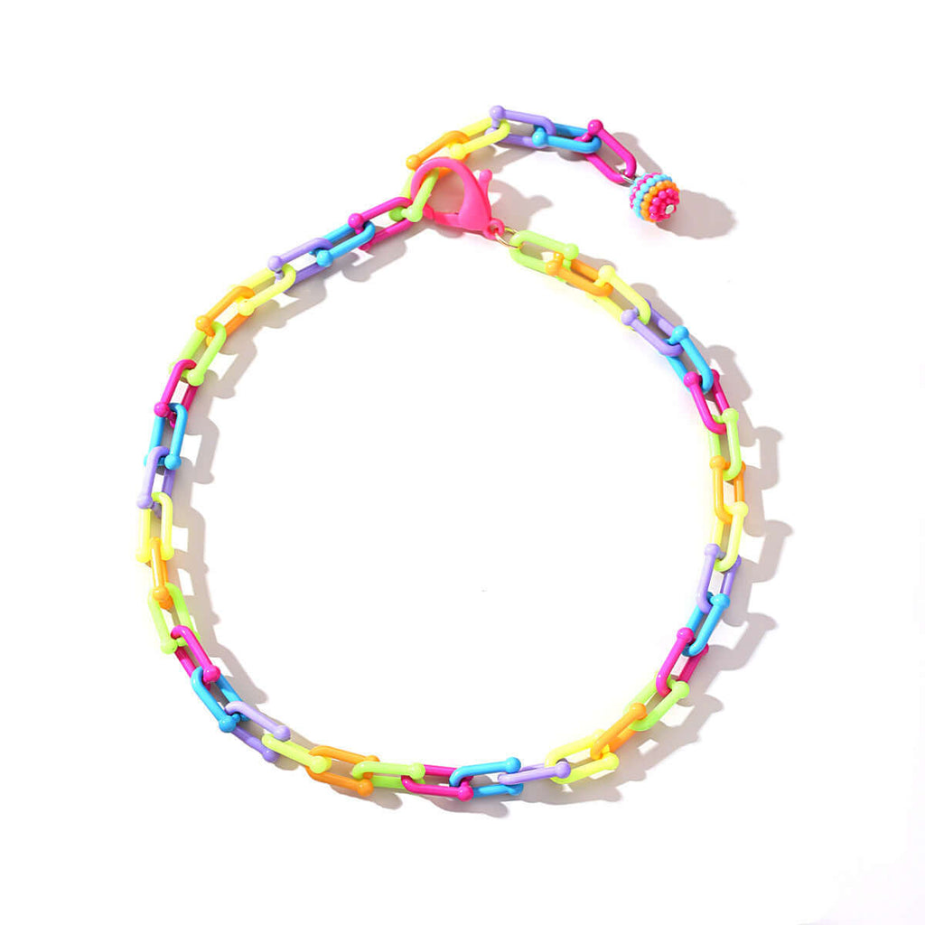 Summer Rainbow Paperclip Chain Anklets