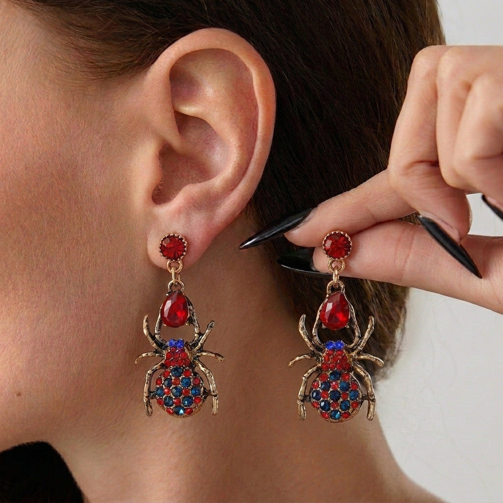 Web of Midnight Spider Chain Tassel Earrings