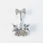 Girlish Ribbon Bowknot Double Mount Belly Piercing