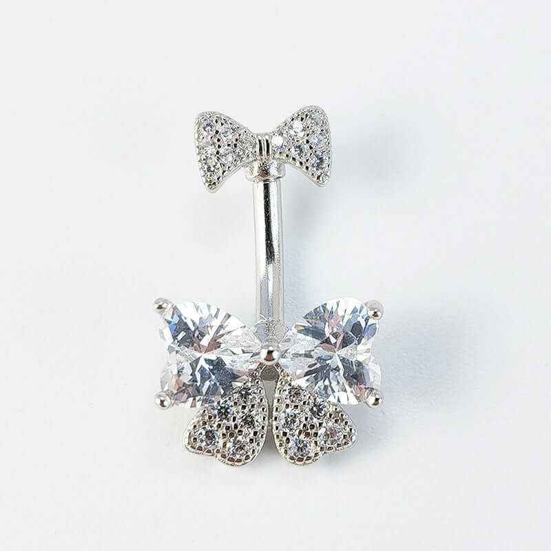 Girlish Ribbon Bowknot Double Mount Belly Piercing