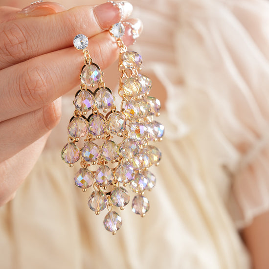 Rhombus Shape Grape Ball Earrings
