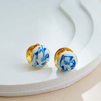 Porcelain Marble Clip On Earrings