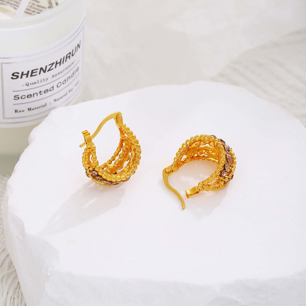 Hollow Basket French Hoop Earrings