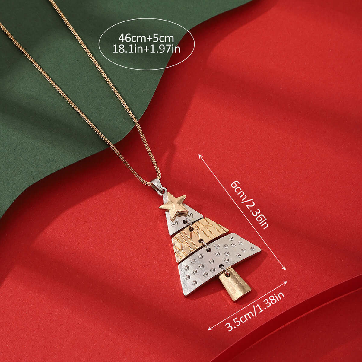 Christmas Tree Xmas Star 2 Tone Dangle Earrings