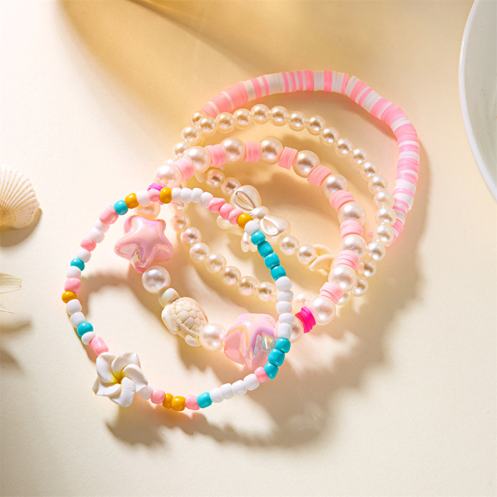 Seaside Escape Starfish Turtle Layer Bead Bracelet