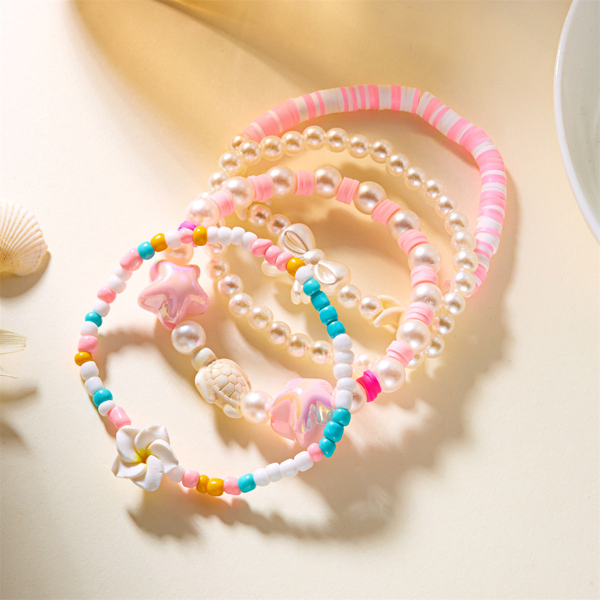 Seaside Escape Starfish Turtle Layer Bead Bracelet