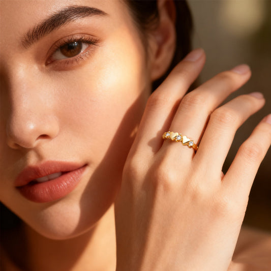 Romantic Moissanite Heart Band Ring