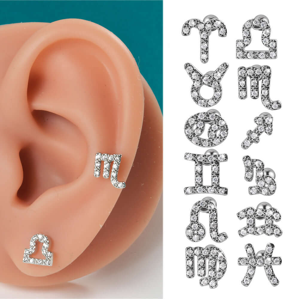 20G Constellation Barbell Cartilage Zodiac Sign Conch Stud