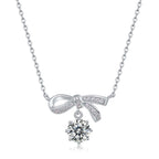 Ribbon Bow Moissanite Pendant Necklace