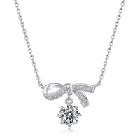 Ribbon Bow Moissanite Pendant Necklace