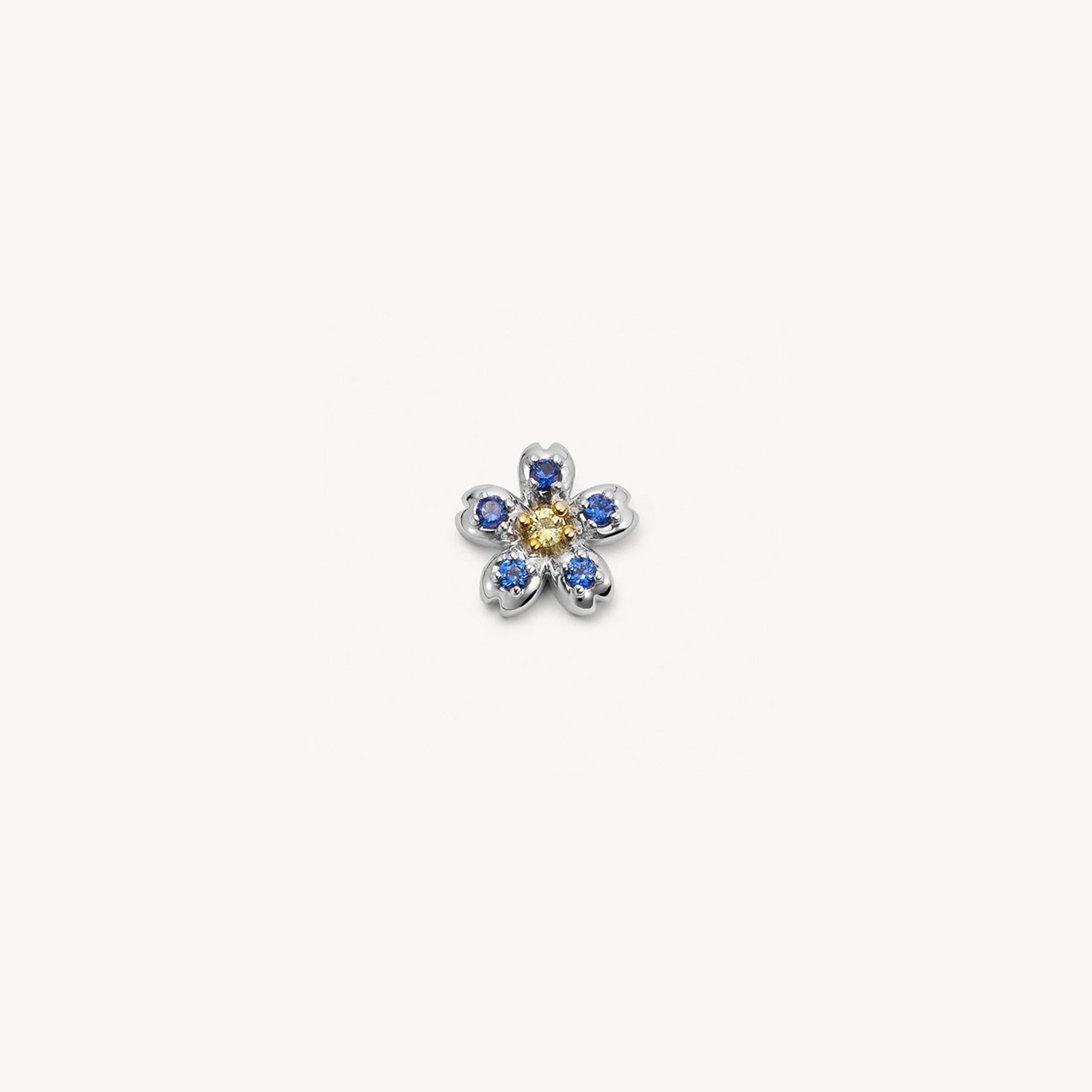 Blue Flower Locket Necklace Charm
