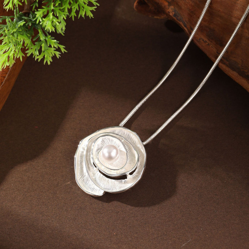 Enchanted Rose Pearl Pendant Necklace