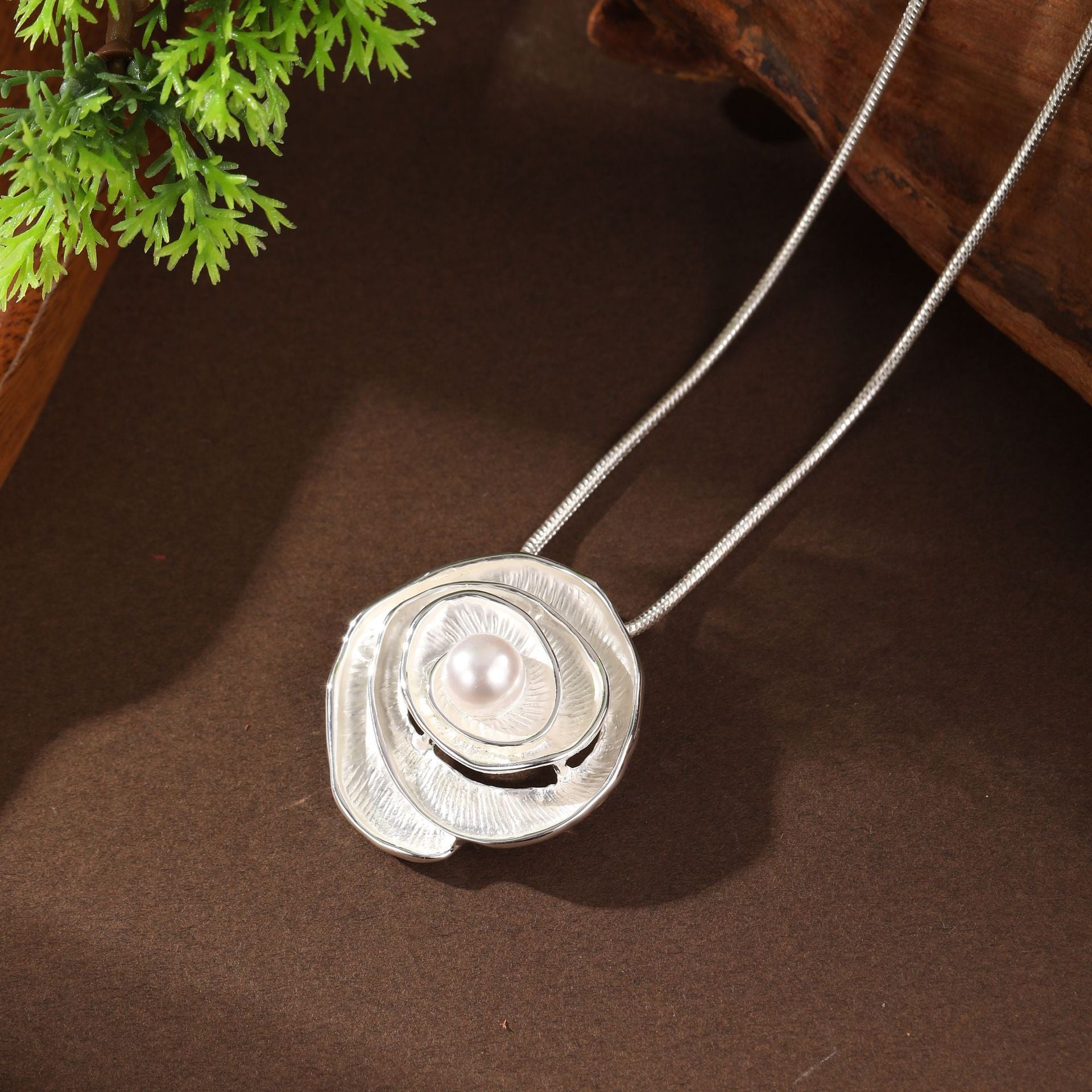 Enchanted Rose Pearl Pendant Necklace