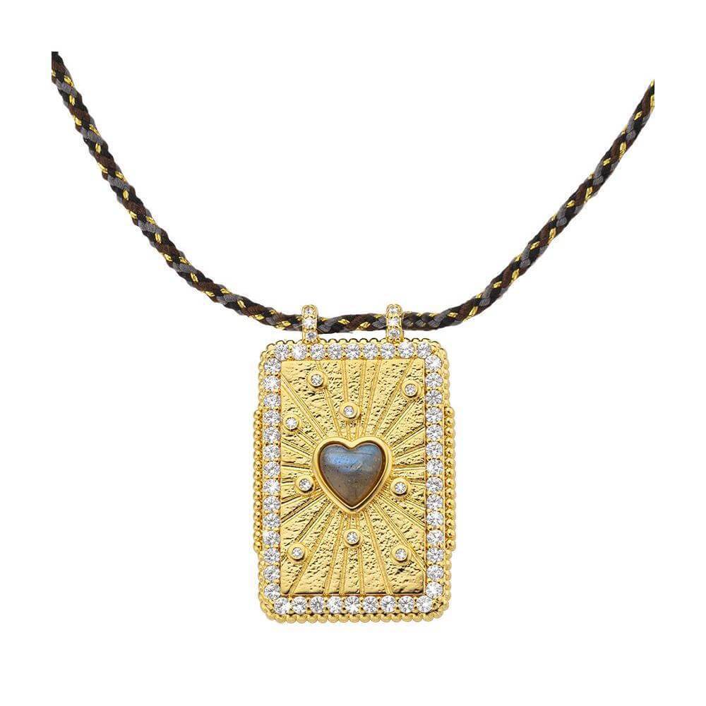 Rainbow Tarot Card Pendant Cord Necklace | JFN401