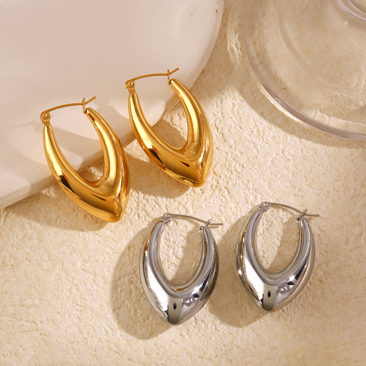 18K Gold Plated French Curve Hoop Earrings