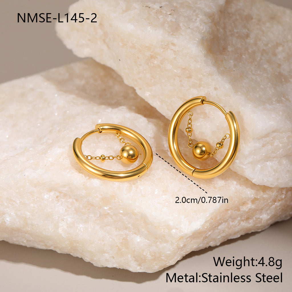 Heart in Circle French Gold Hoop Earrings