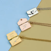Custom Envelope Engraving Love Couple Necklace