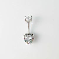 Pink CZ Heart Double Mount Belly Button Ring