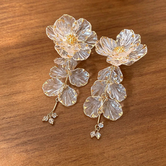 Golden Bloom Crystal Flower Earrings