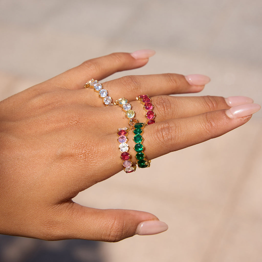 Colorful Dainty Zircon Index Ring