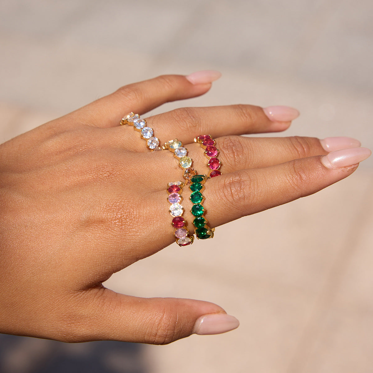 Colorful Dainty Zircon Index Ring