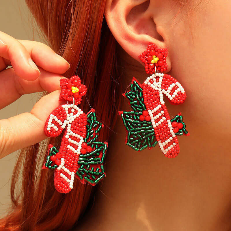 Winter Snowman Christmas Seed Bead Earring