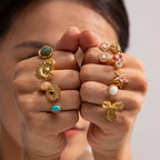 Chunky French Gold Open Cuff Waterproof Split Ring