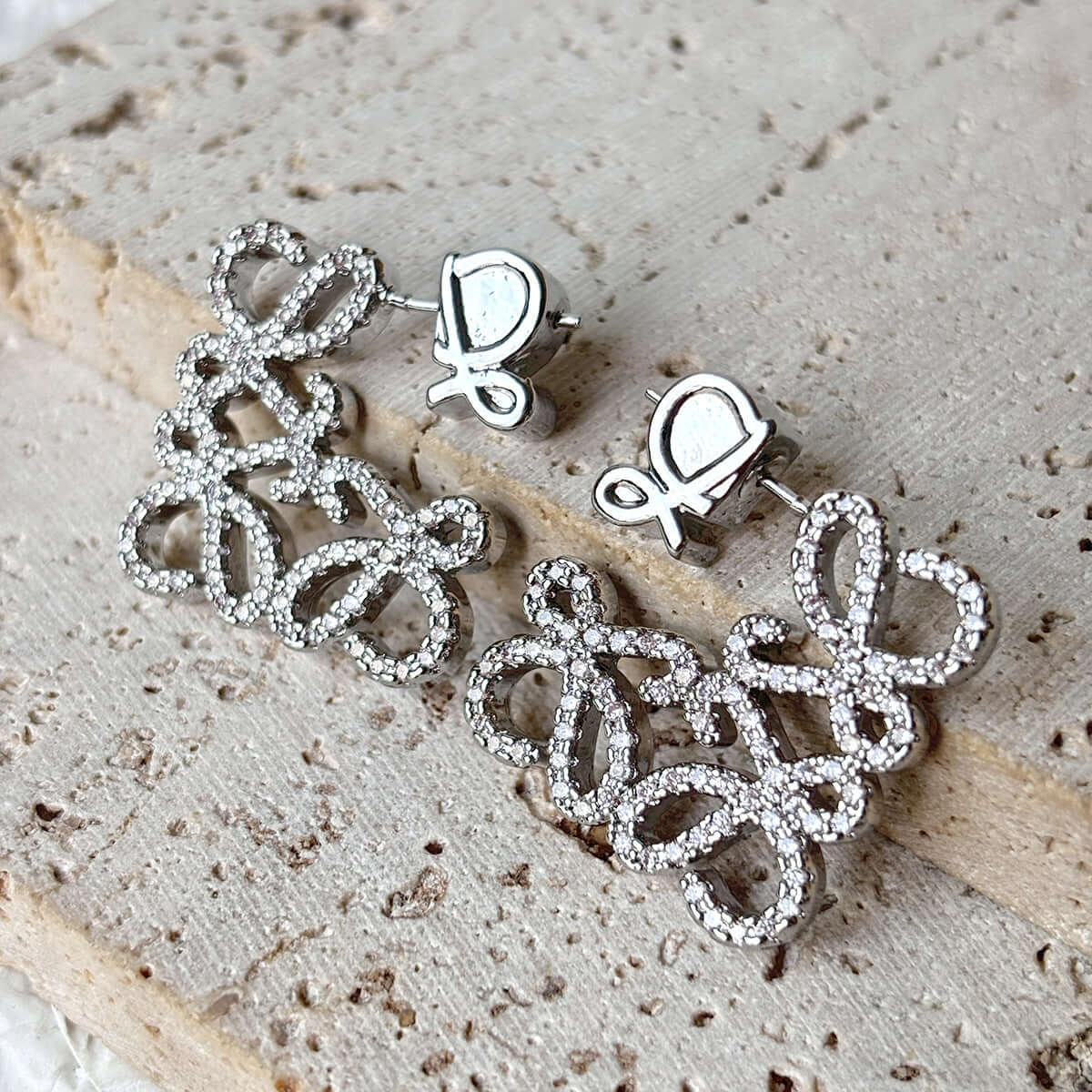 French Square Hollow Letter Large Earrings