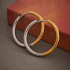 Duo Tones Basic Plain Thin Hoop Earrings