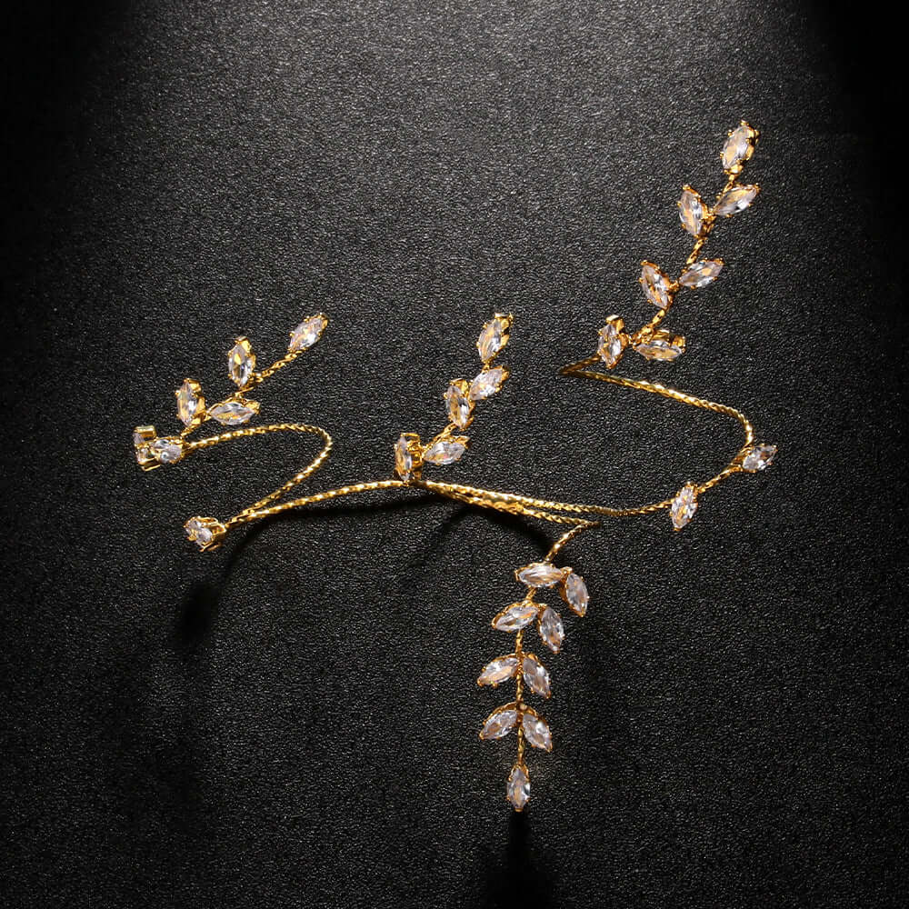 Marquise Leaf Hand Cuff Ring Bracelet