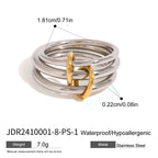 Two Tone Interlocking Layered Connected Plain Ring 