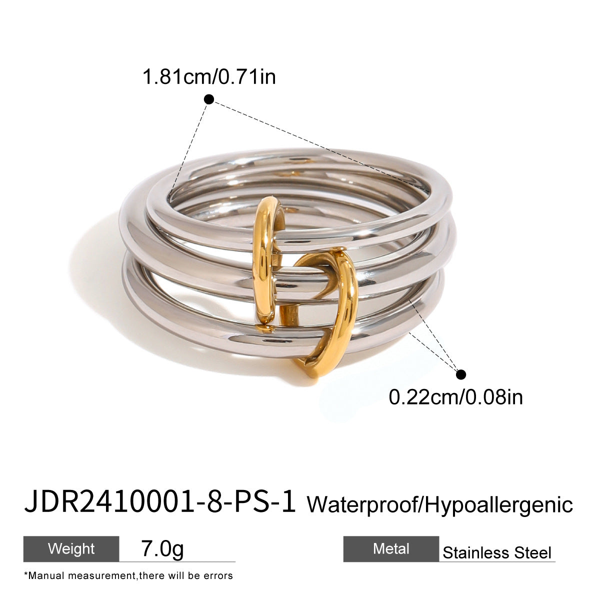 Two Tone Interlocking Layered Connected Plain Ring 