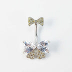 Girlish Ribbon Bowknot Double Mount Belly Piercing