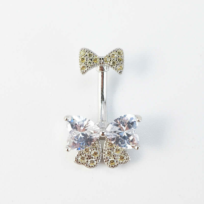 Girlish Ribbon Bowknot Double Mount Belly Piercing