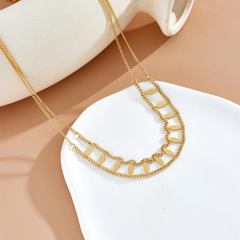 18K Gold Sequin Clavicle Layering Choker Necklace