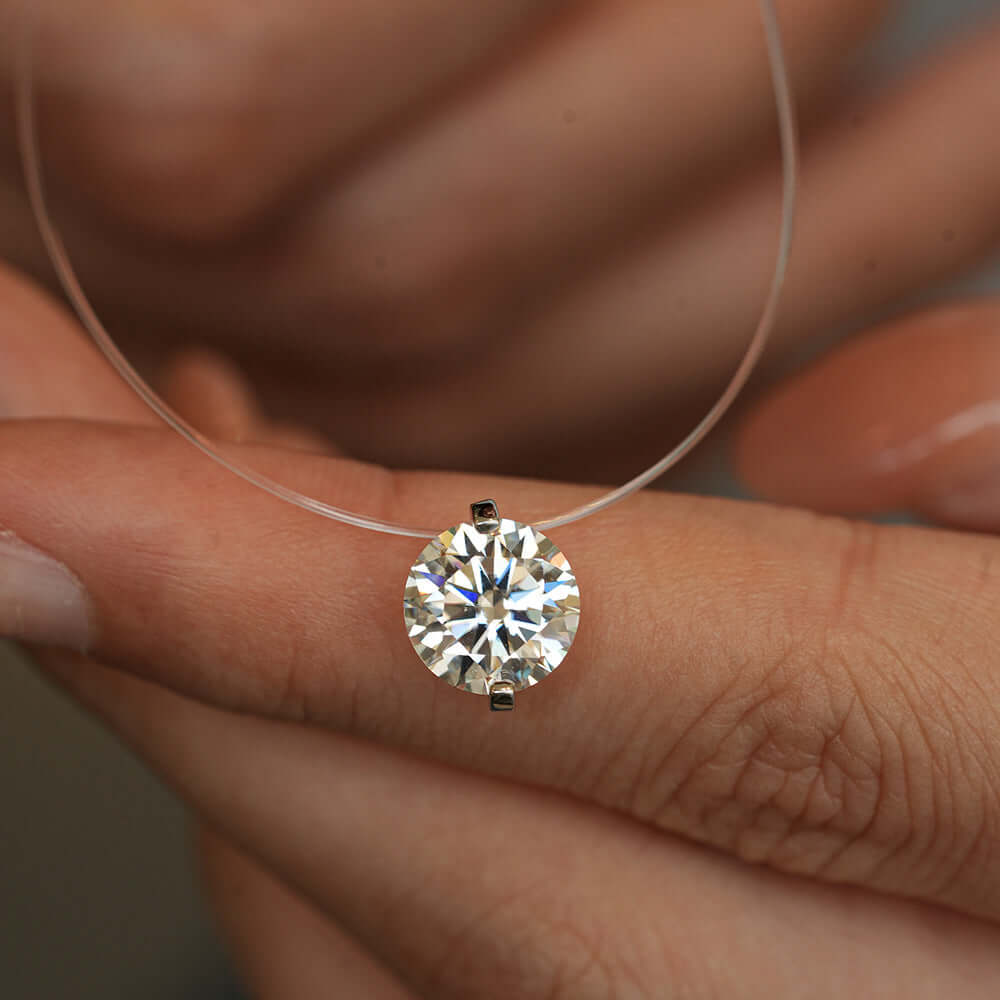 Moissanite Invisible Clear Necklace Minimal