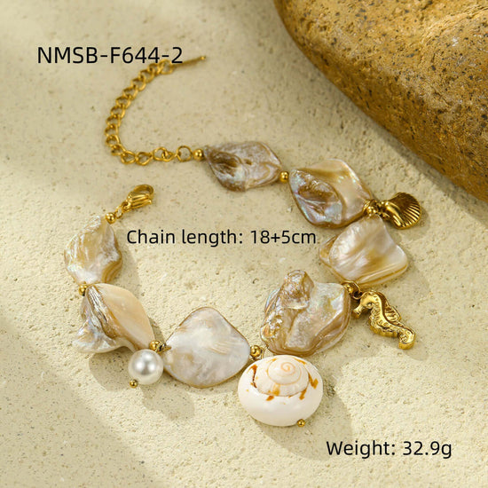 Seashell Conch Holiday Pearl Bracelet