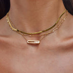 Vertical Bar Herringbone Chain Necklace Set