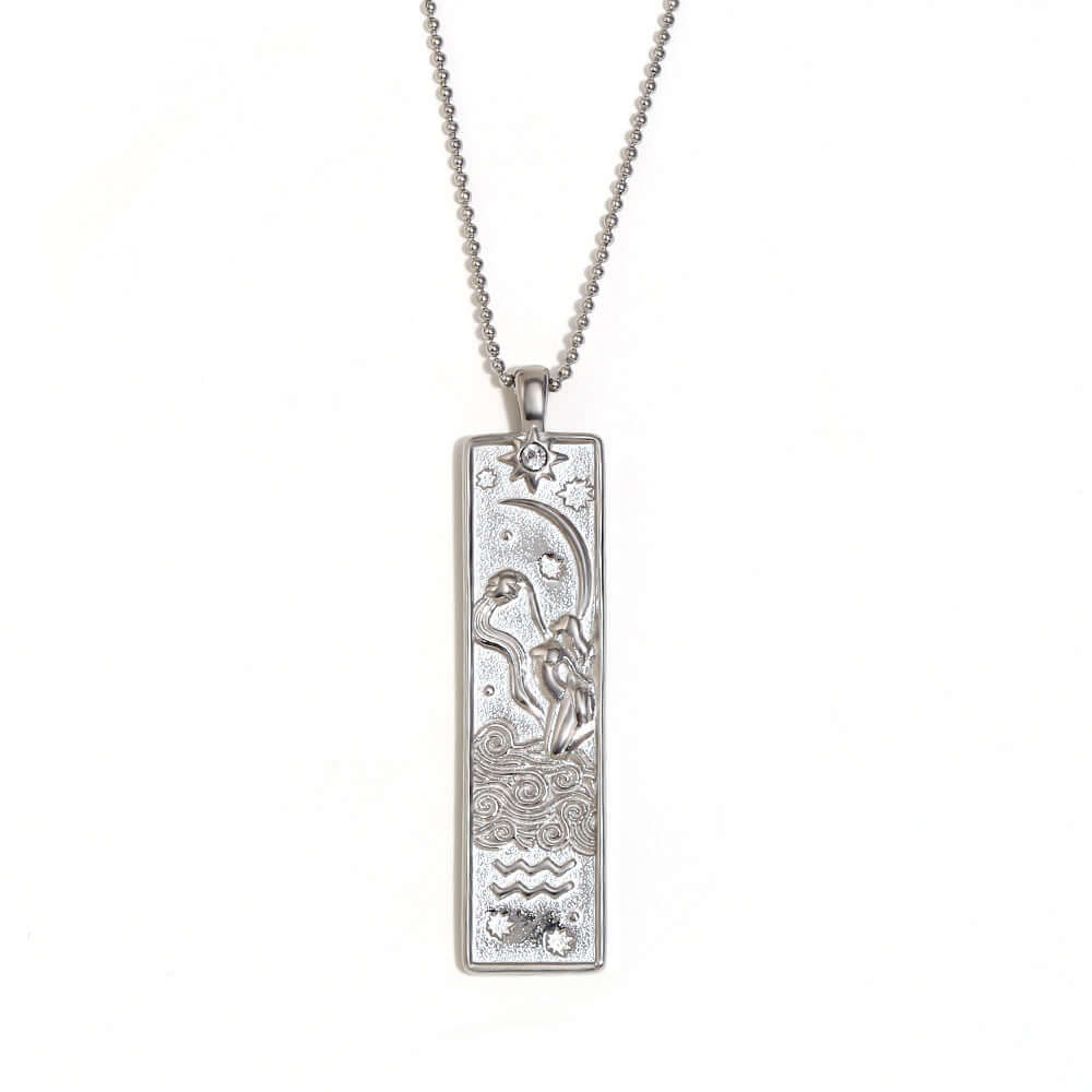 Rectangular Zodiac Pendant Necklace Gold | JN3474