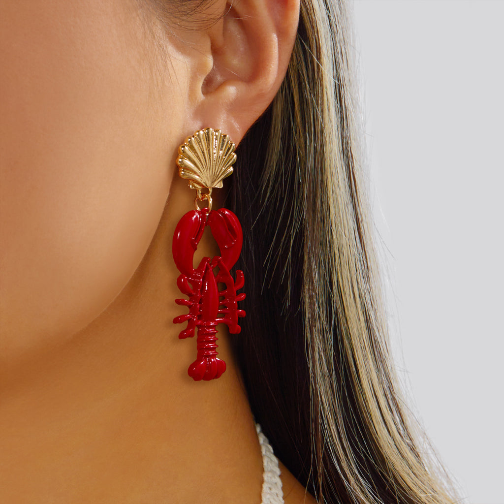 Coastal Summer Lobster Oversize Earrings
